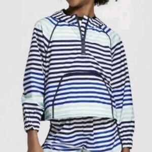 Hunter For Target Stripe Hooded Rain Jacket Sz6/6X 1/4 Zip